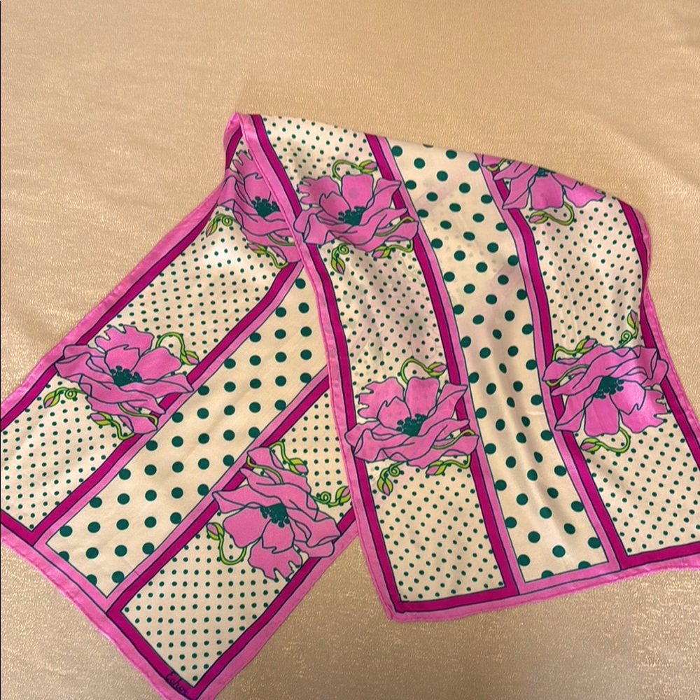 Echo vintage Floral Pink and Green Scarf